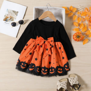 Children Long Sleeve Mesh Dress